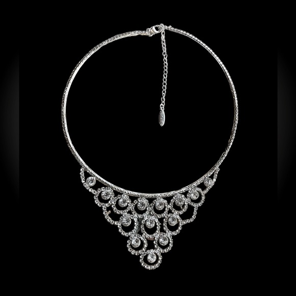 Signed Natasha Couture Crystal Choker Bridal Necklace - Picture 3 of 4